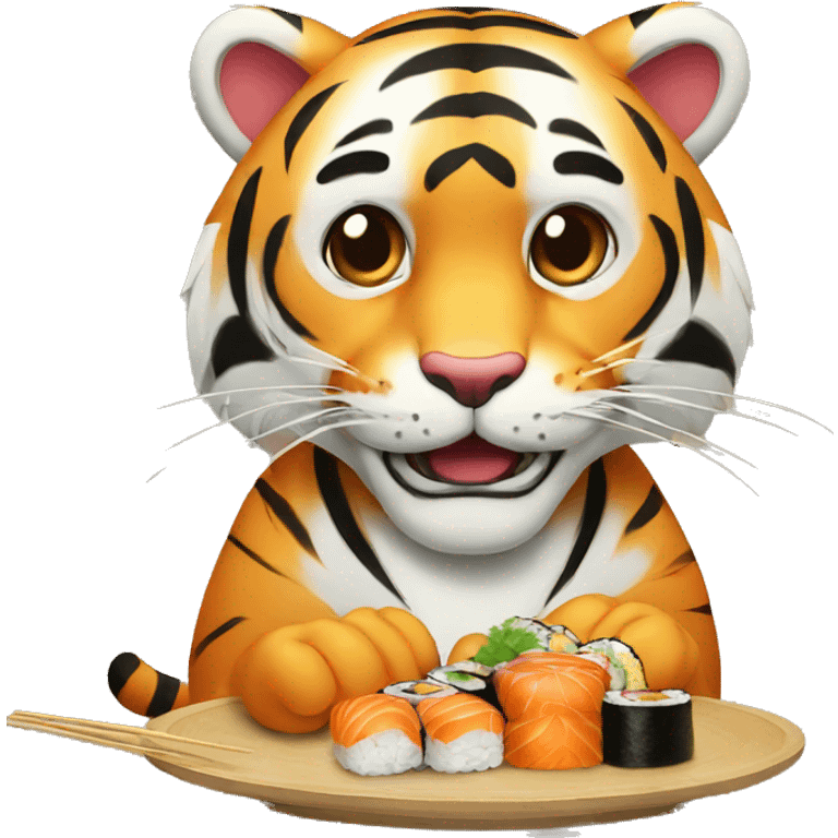 Tiger eating sushi emoji