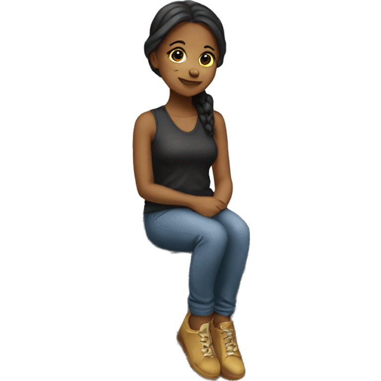 girl sits on flying money emoji