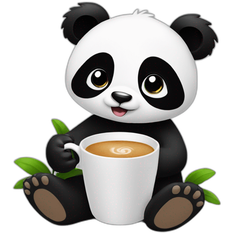 Panda sipping coffee emoji