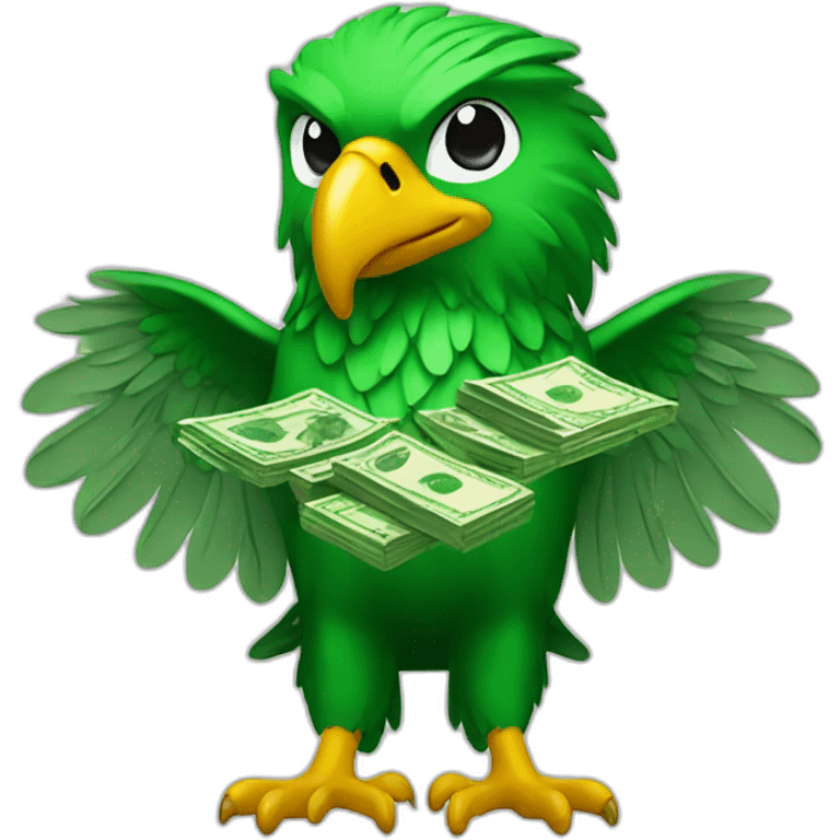 green eagle with money emoji