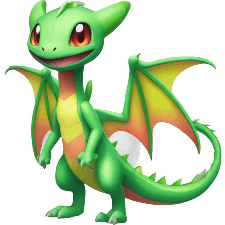 Full body cute edgy shiny colorful Flygon-Scyther-grovyle emoji