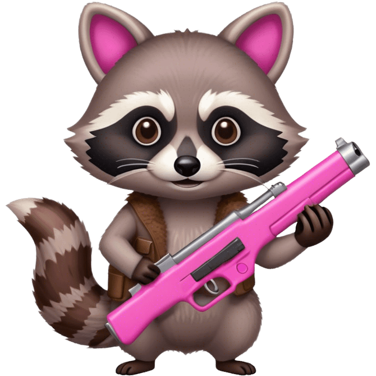 Raccoon holding a pink gun emoji