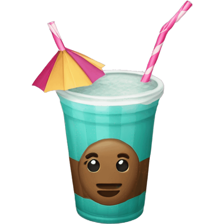 Coconut drink with striped straw emoji