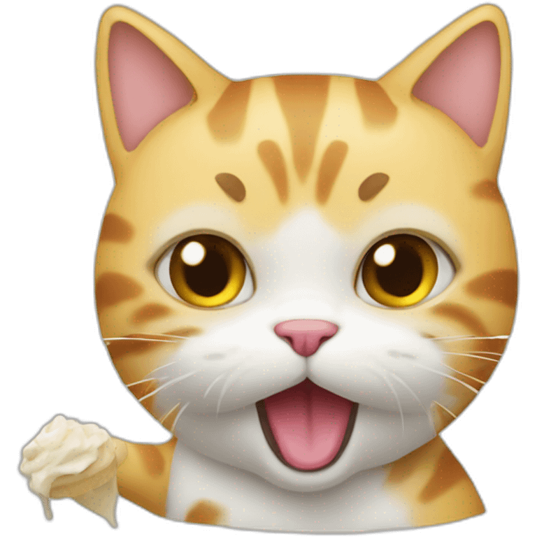 Un chat qui mange une glace emoji