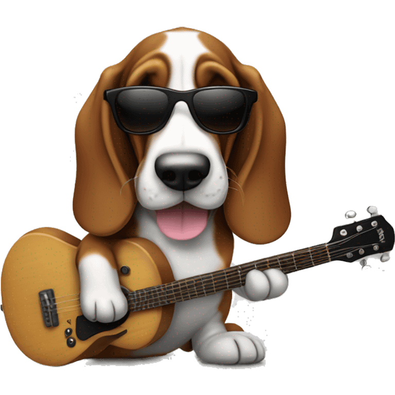 basset hound with sunglasses and playing the guitar emoji