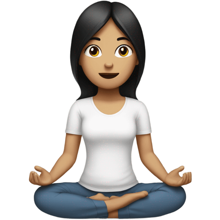 teen white girl with black hair meditating emoji