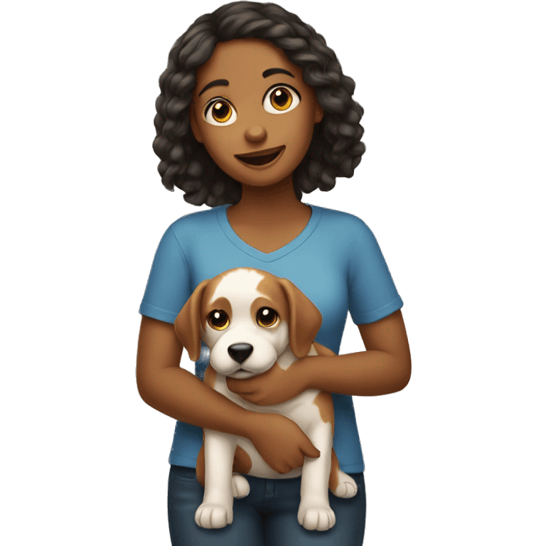 Girl holding dog emoji