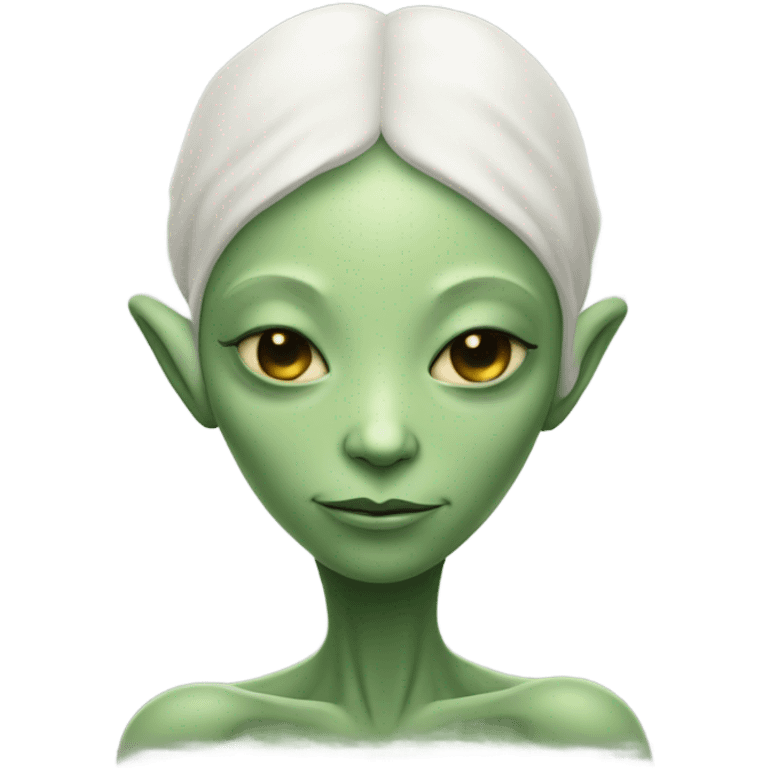 a Reptilian alien white woman, full body, sleeping emoji