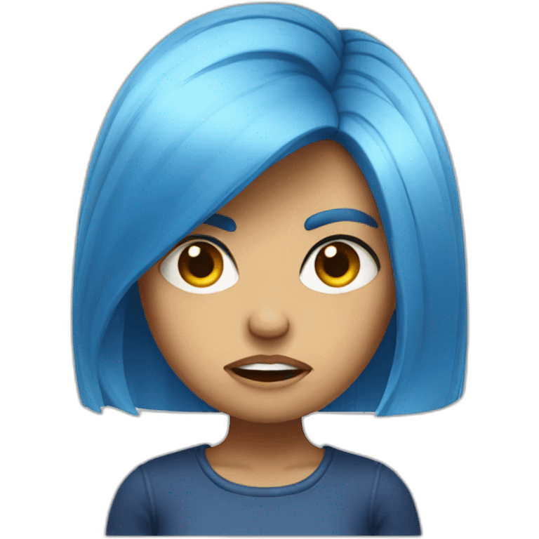 blue hair girl angry emoji