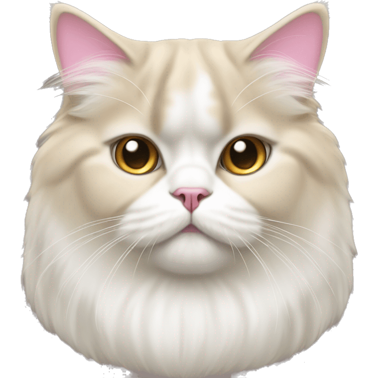 Tan and white Persian cat with cream colored ears and pink nose and white face and golden eyes  emoji