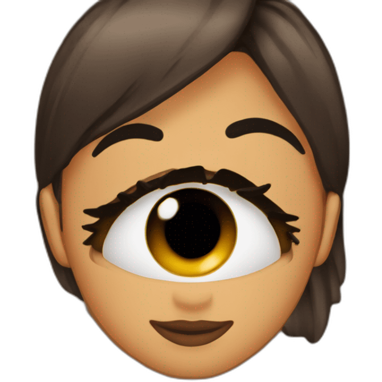 Chica pelo negro con cejas gruesas y ojos café oscuro emoji