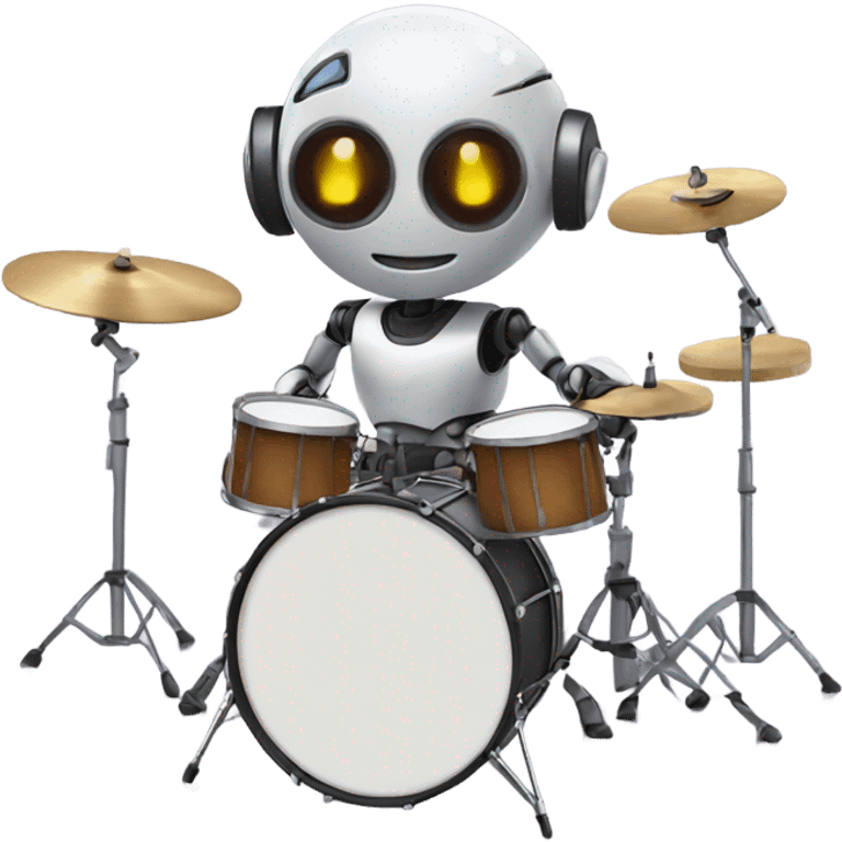 cute robot plays the drum set emoji