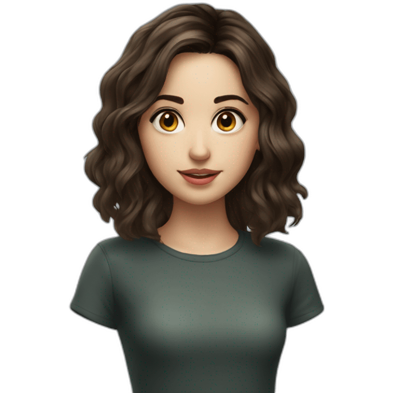 Young Ana de Armas, Girl with short dark brown wavy hairs  emoji