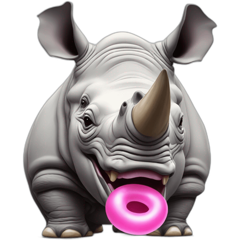 rhino inflates bubble gum emoji