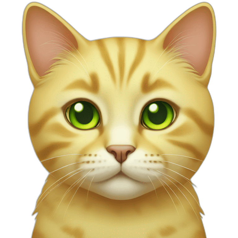 yellow cute cat with green eyes emoji