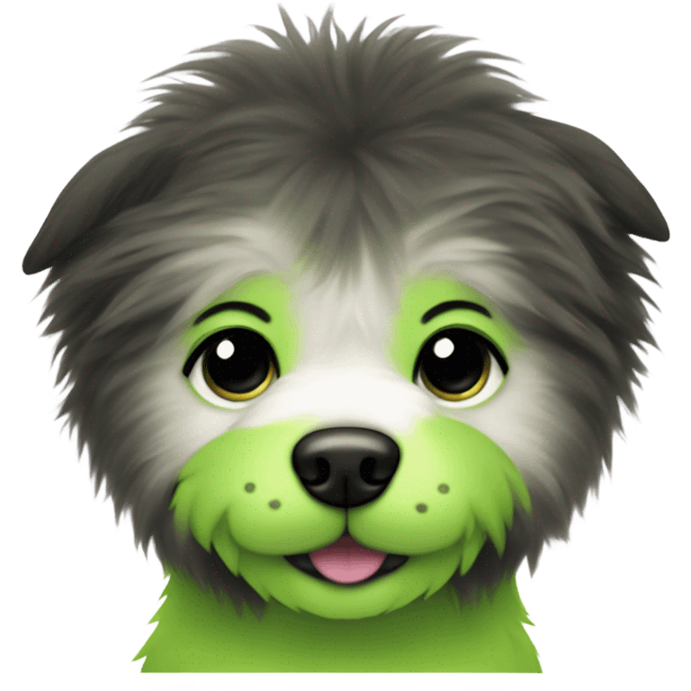 lime green fluffy dog pointy ears emoji