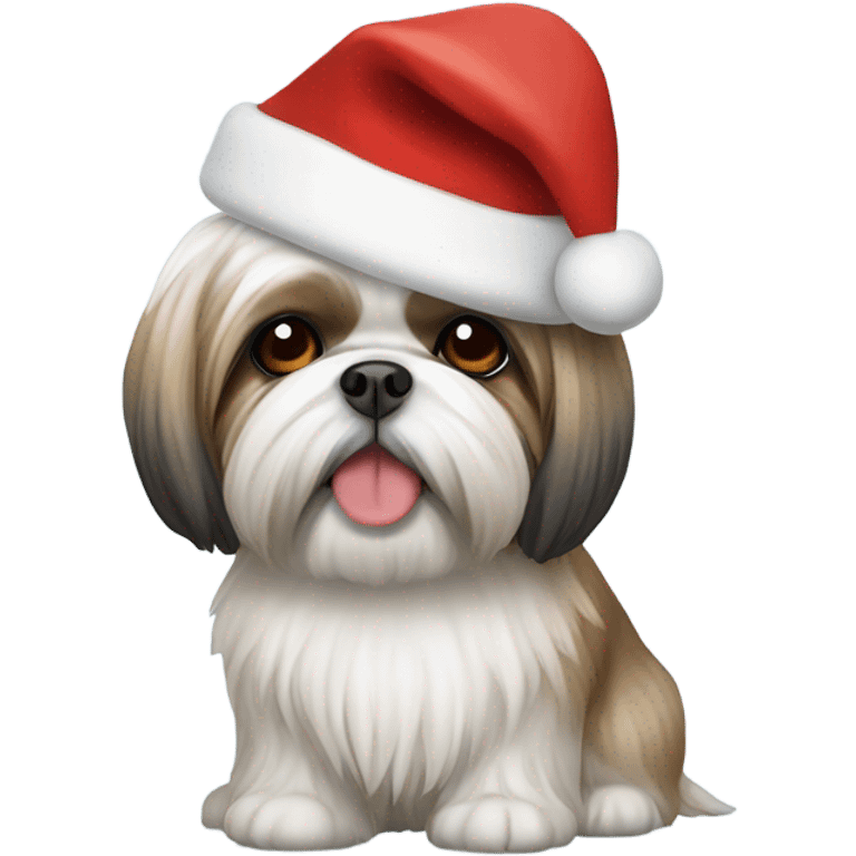 Shih Tzu with a Christmas hat emoji