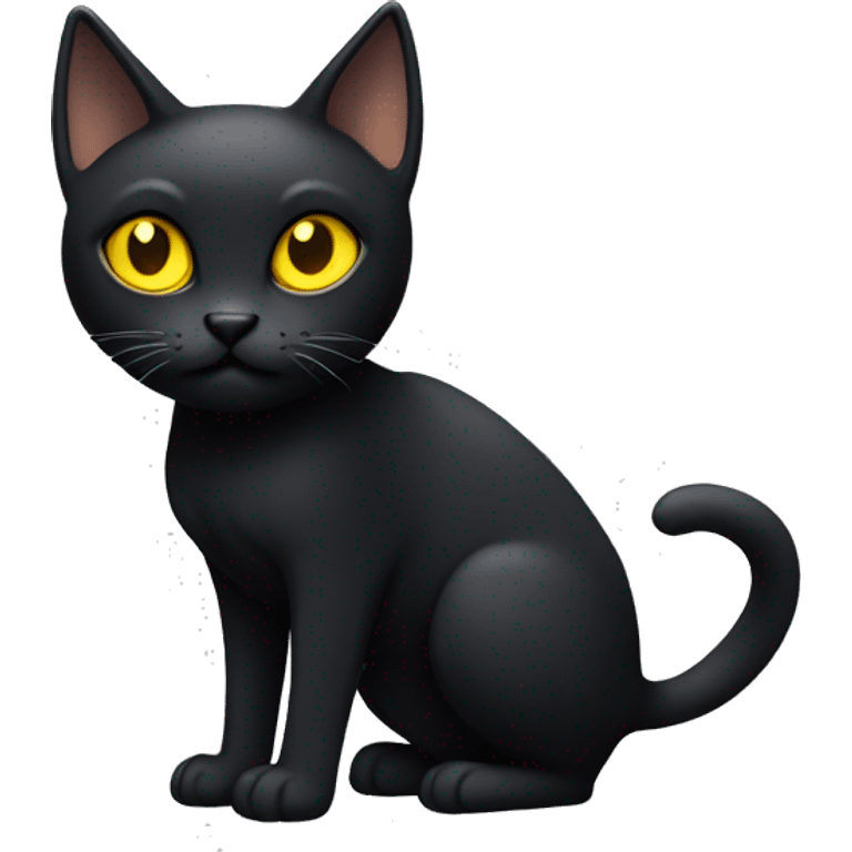 Pointed sleek black cat full body yellow eyes  emoji