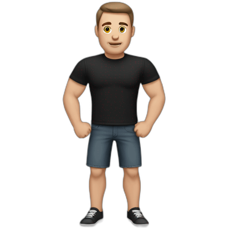 shaved white man with dark brown hair and wearing a black t-shirt emoji