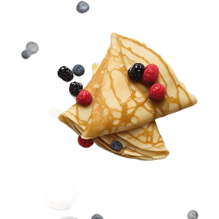 Crepes on a plate with maple syrup and berries emoji