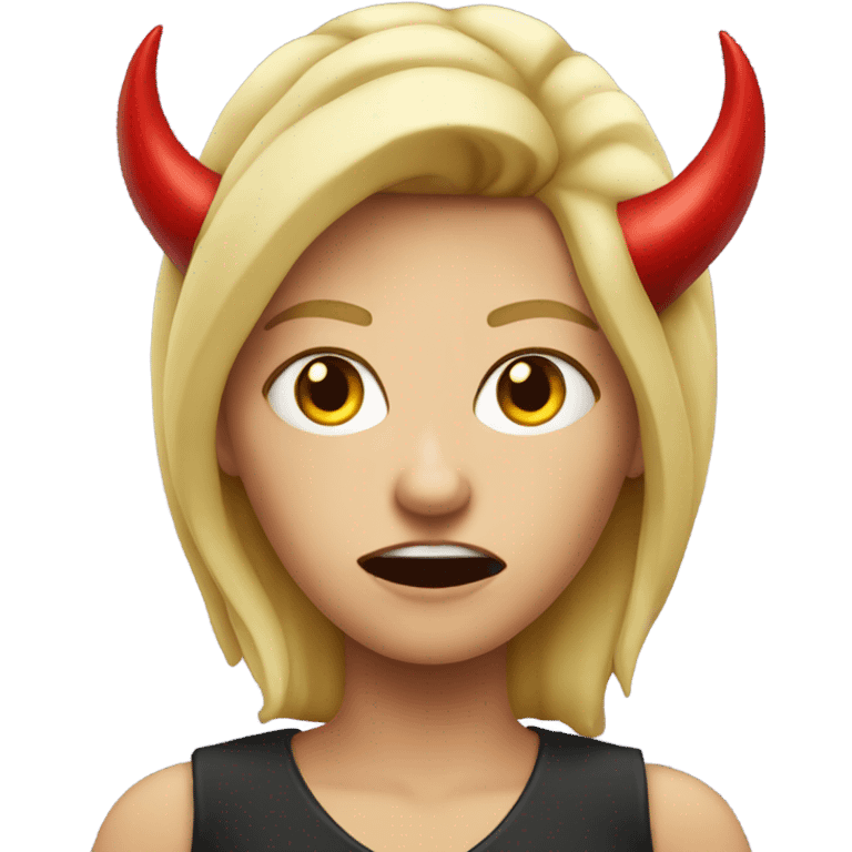 Angry blond woman with devil horns emoji