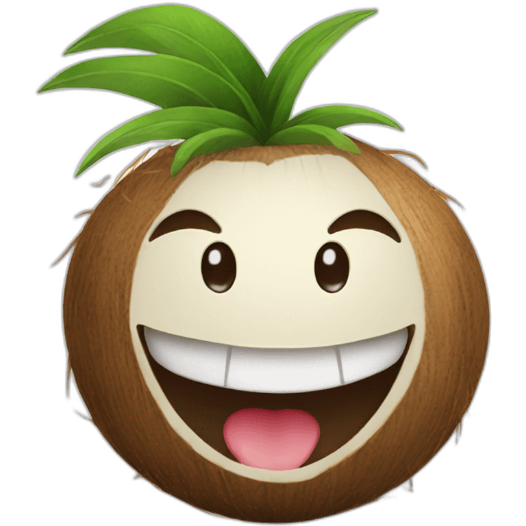 happy coconut with face emoji