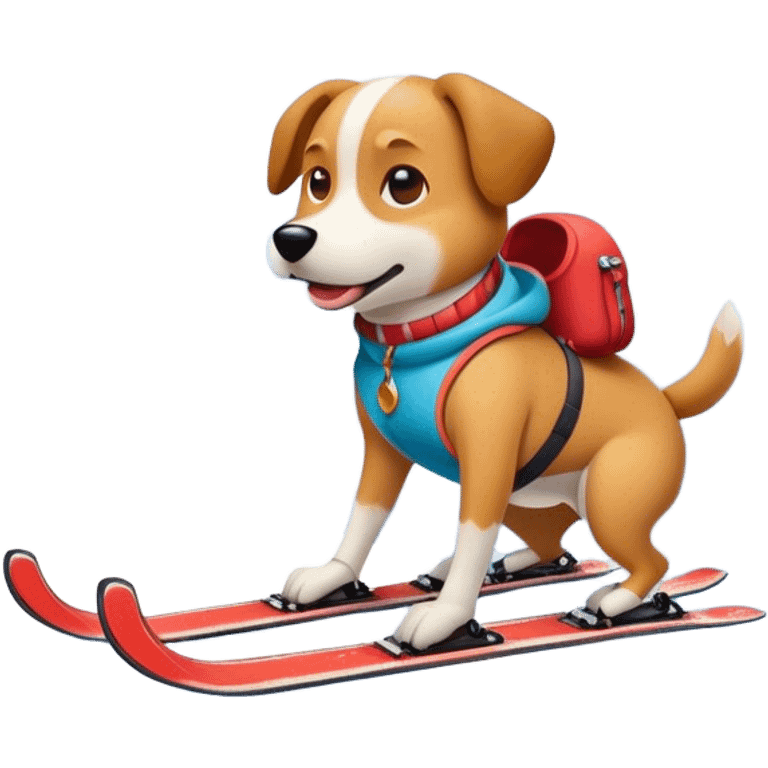 dog skiing on mountain emoji