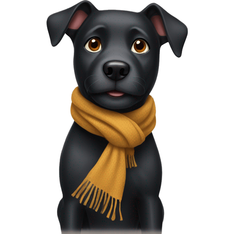 Black Dog wearing a scarf emoji