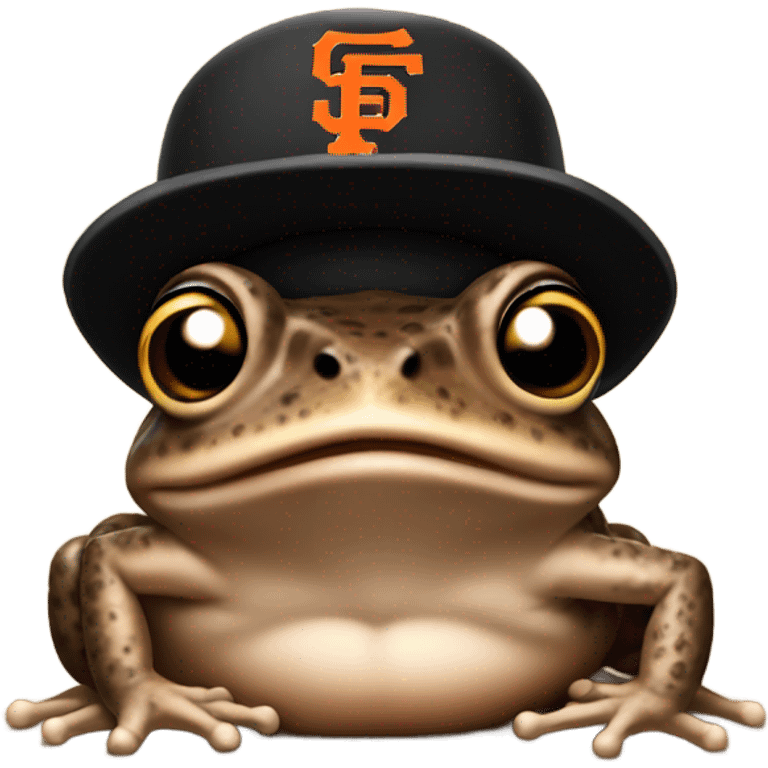 Brown toad with black San Francisco Giants hat emoji