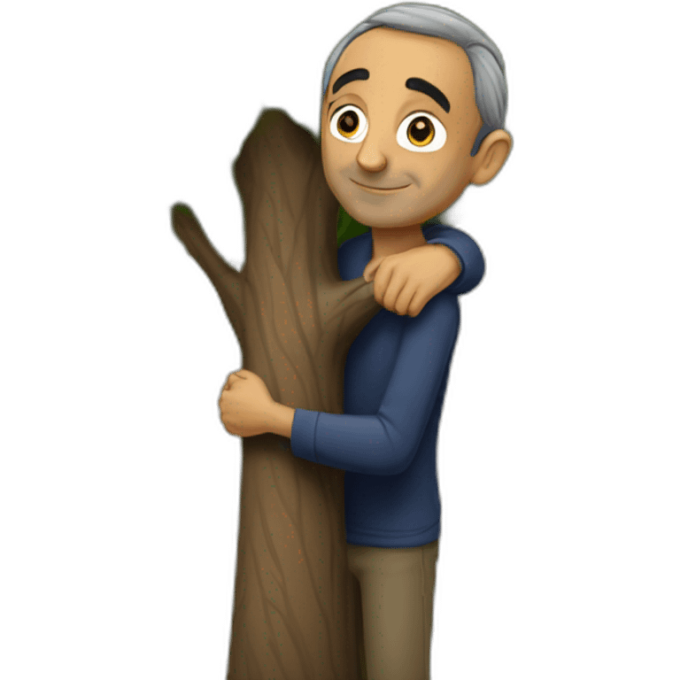 realistic eric zemmour hugging a tree emoji