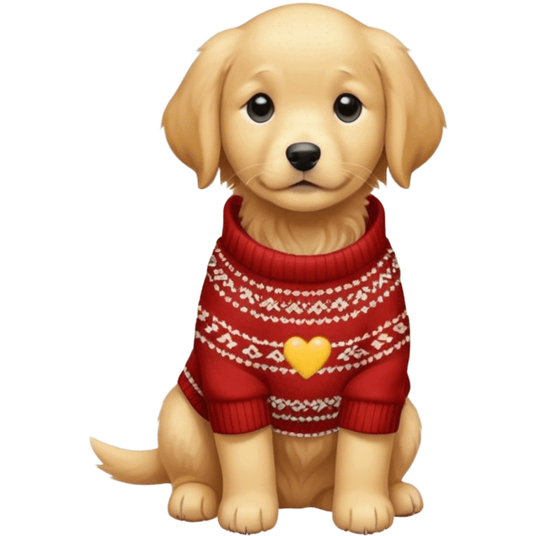 Golden retriever puppy wearing a sweater emoji