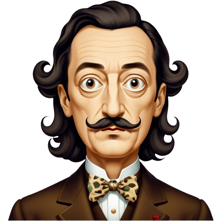 Cinematic Realistic portrait of Salvador Dalí, depicted as a surrealist artist with eccentric, expressive features and his iconic mustache, rendered with vibrant, imaginative lighting and richly detailed period attire that capture his avant-garde essence. emoji