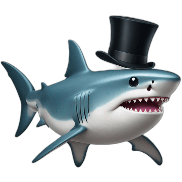 Shark with a top hat emoji