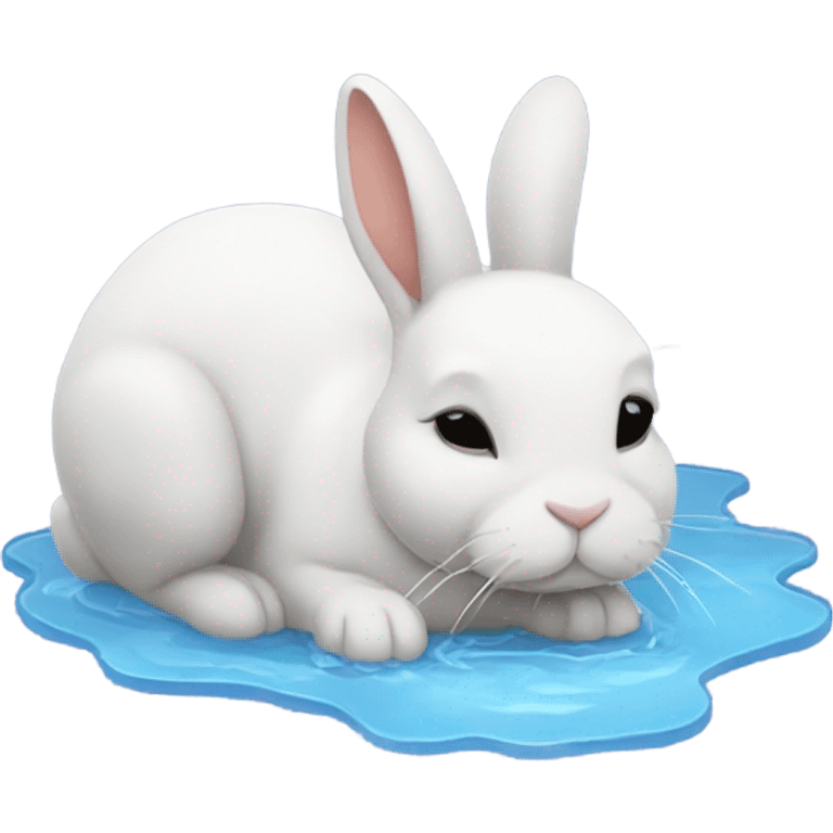 Bunny sleeping on a puddle of water emoji