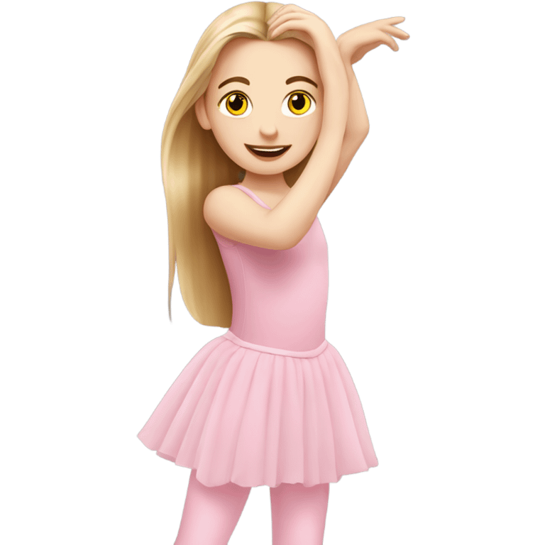 white girl, pink ballet girl. ballet pose, long hair emoji