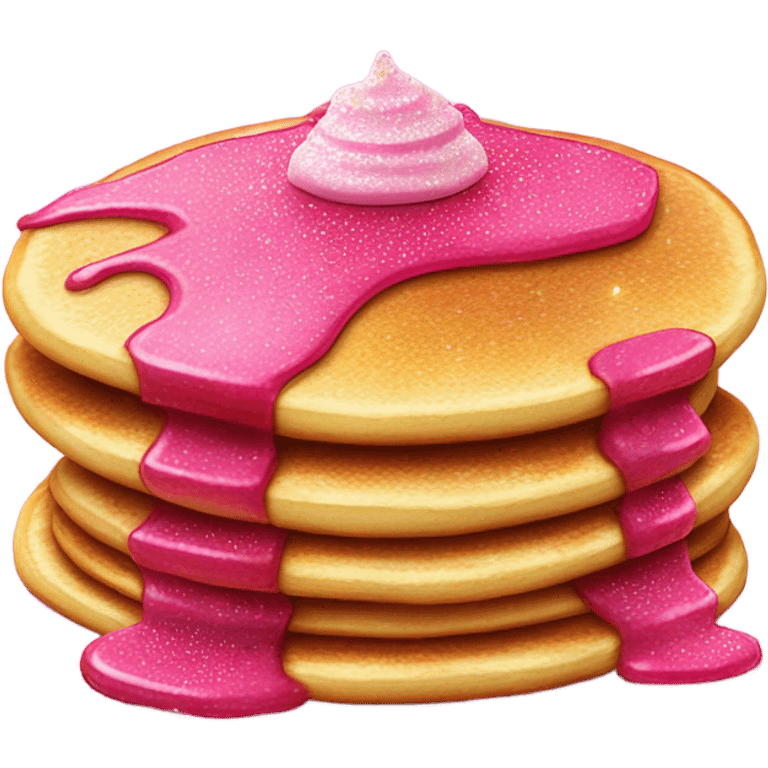 Hot pink pancakes with glitter and melted butter  emoji