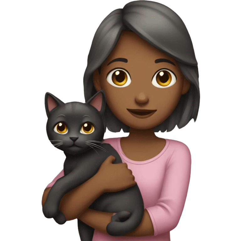 Girl holding cat emoji