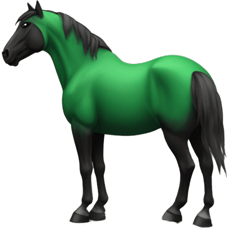 a green black horse on a mountain emoji