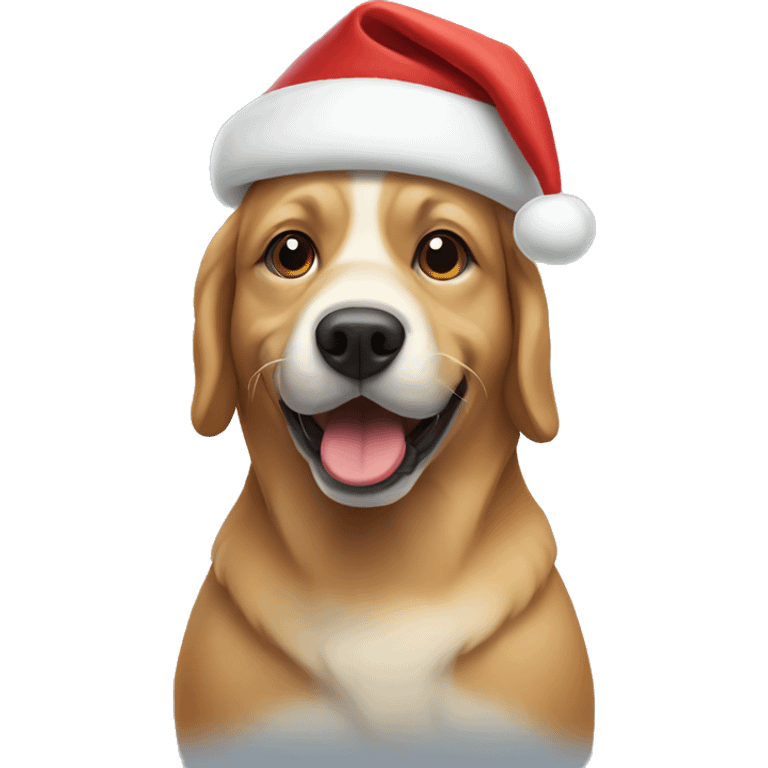 Dog wearing santa hat emoji