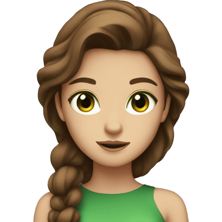 very beautiful girl with brown hair and green eyes  emoji