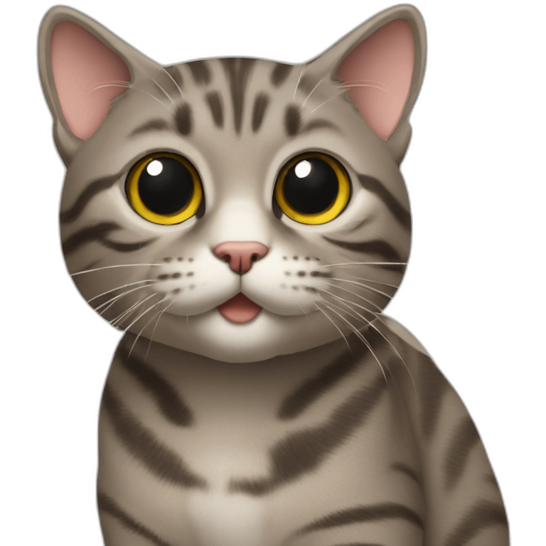 Chubby brown gray tabby cat emoji