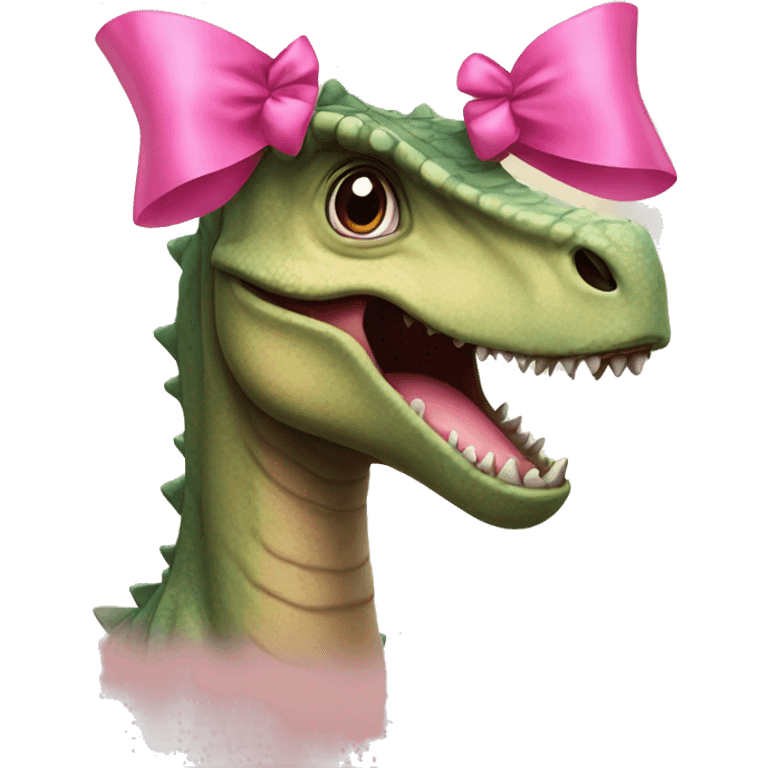 Dinosaur with a pink bow and eyelashes  emoji