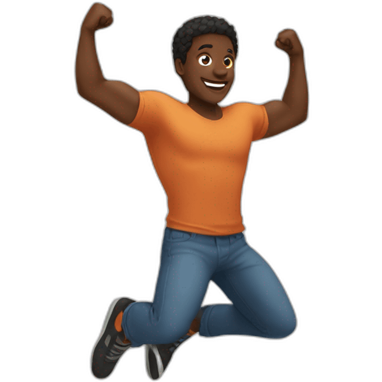 A black man doing jumping jacks emoji