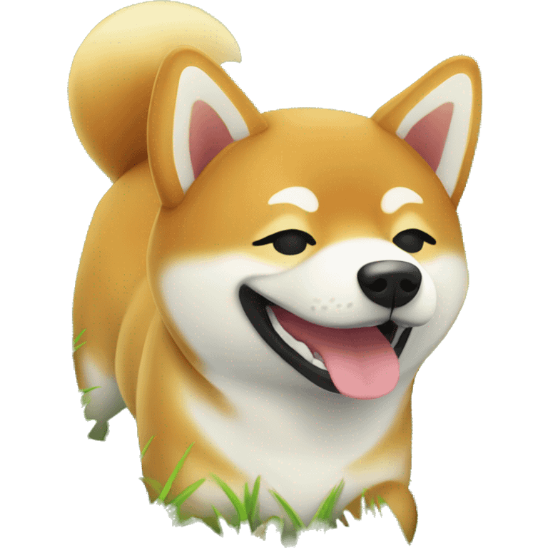 shiba inu enjoying sunny grass emoji