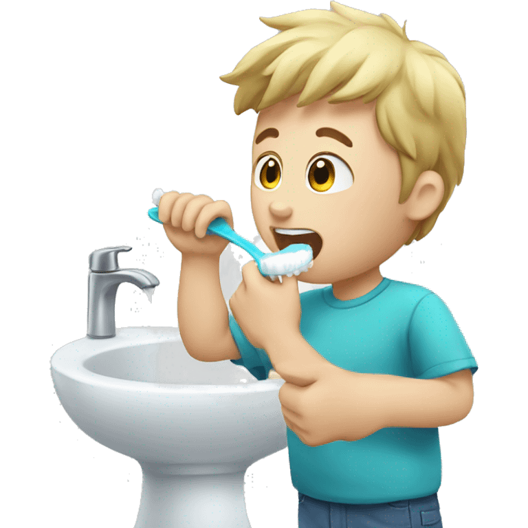 white kid brushing teeth emoji