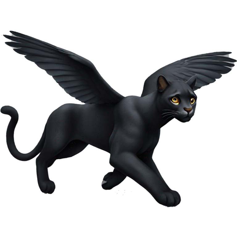 winged black puma flying emoji