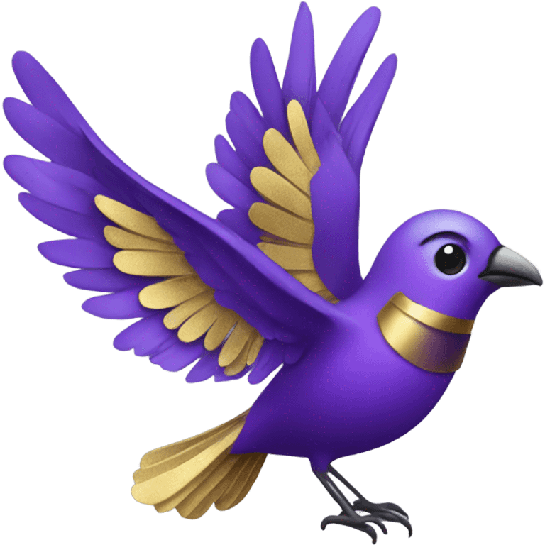 Purple bird with gold wings  emoji