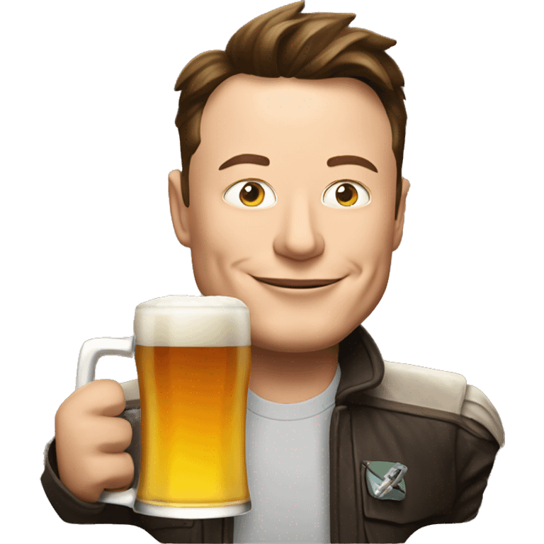 elon musk with a beer emoji