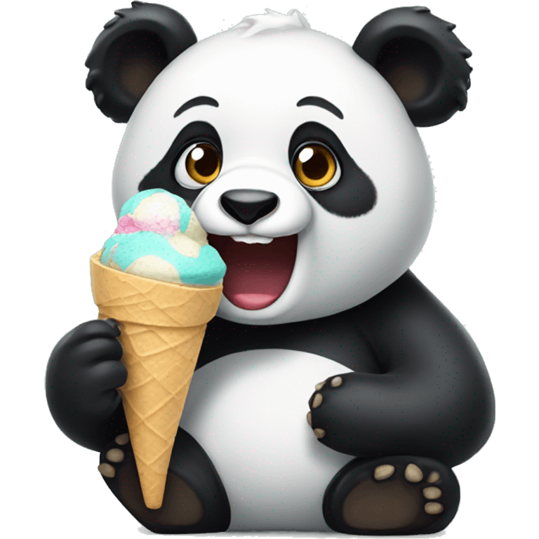 Panda eating ice cream emoji