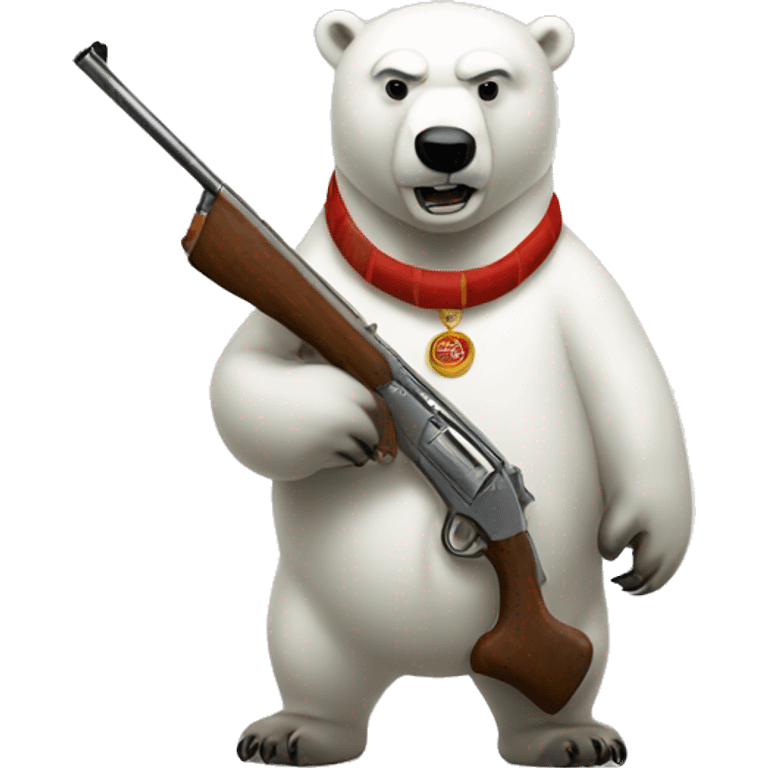 Polar Bear holding a shotgun smoking a cigar emoji